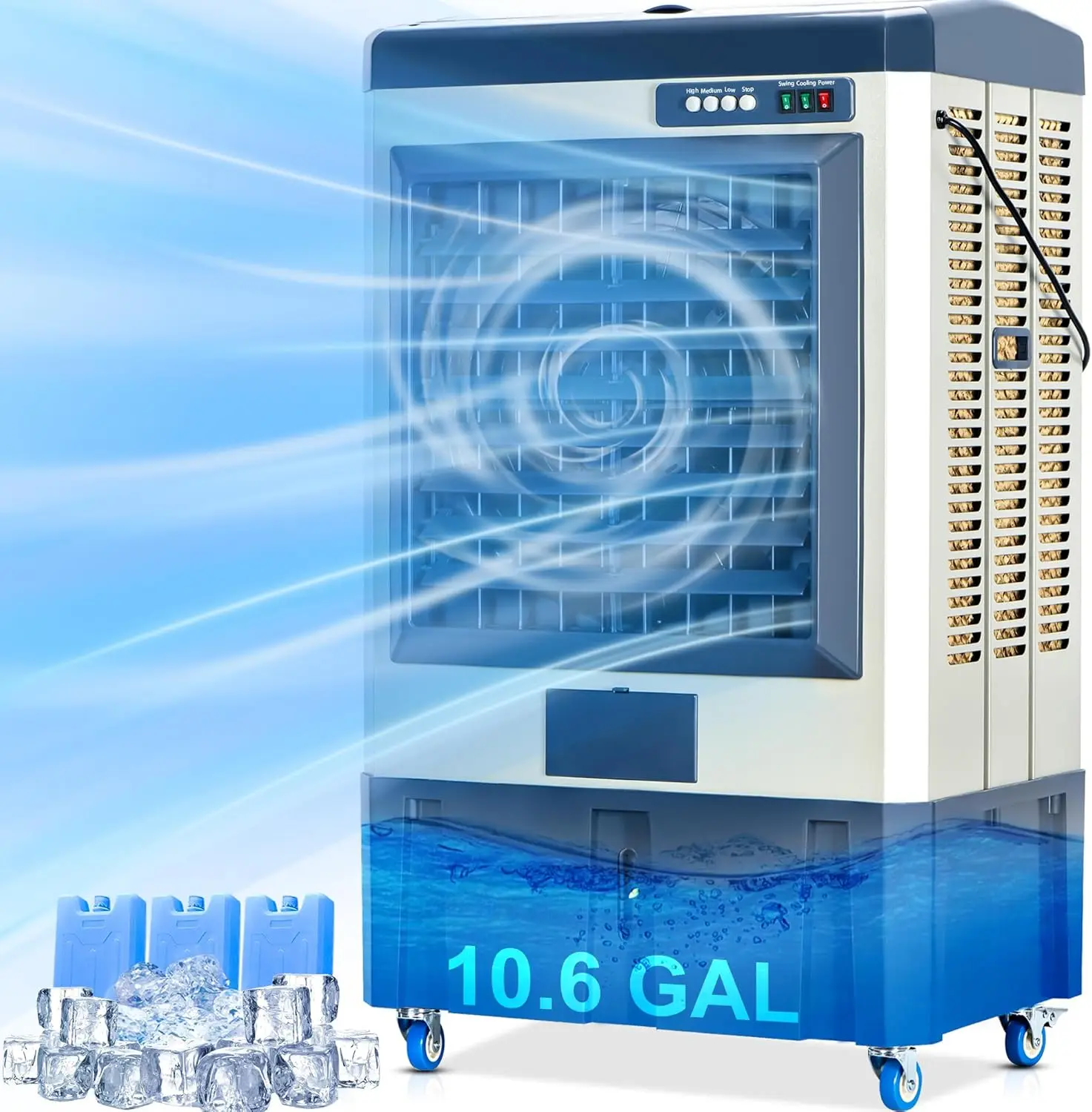 

4800CFM Swamp Cooler, 41" Evaporative Air Cooler with Continuous Auto Fill, 3 Speeds, 120° Oscillation, Portable Swamp Cooler