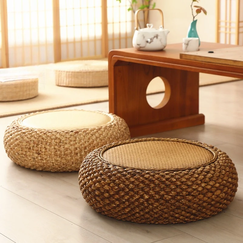 Rattan futon seat cushion living room thickened tea room seat cushion worship Buddha meditation mat tatami straw seat pier