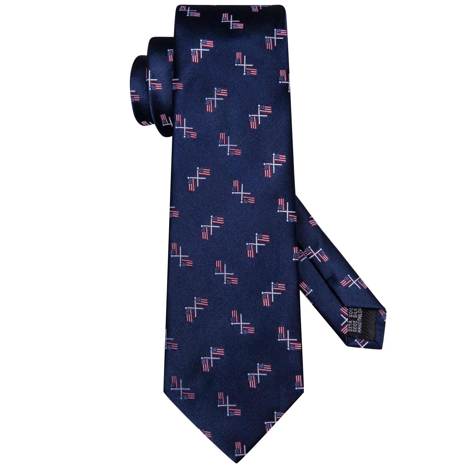 Hi-Tie Navy Blue Fashion Mens Elegant Tie Handkerchief Cufflinks Wedding Party Accessorie Gift for Men Gravats Novelty Designer
