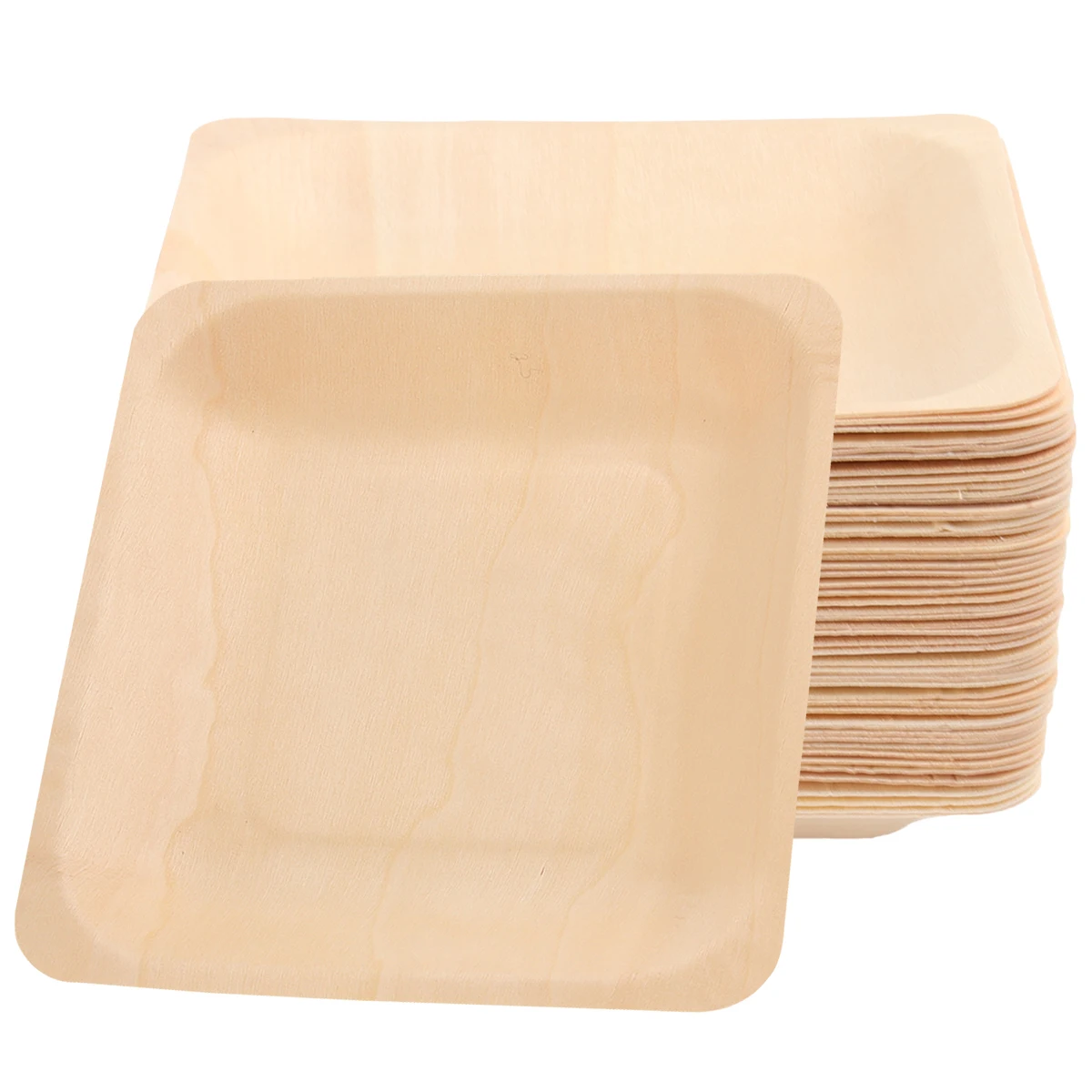 

50pcs 50 Pieces Wood Material Tableware Safe Eco Disposable Wooden Plate Disposable Tableware Friendly