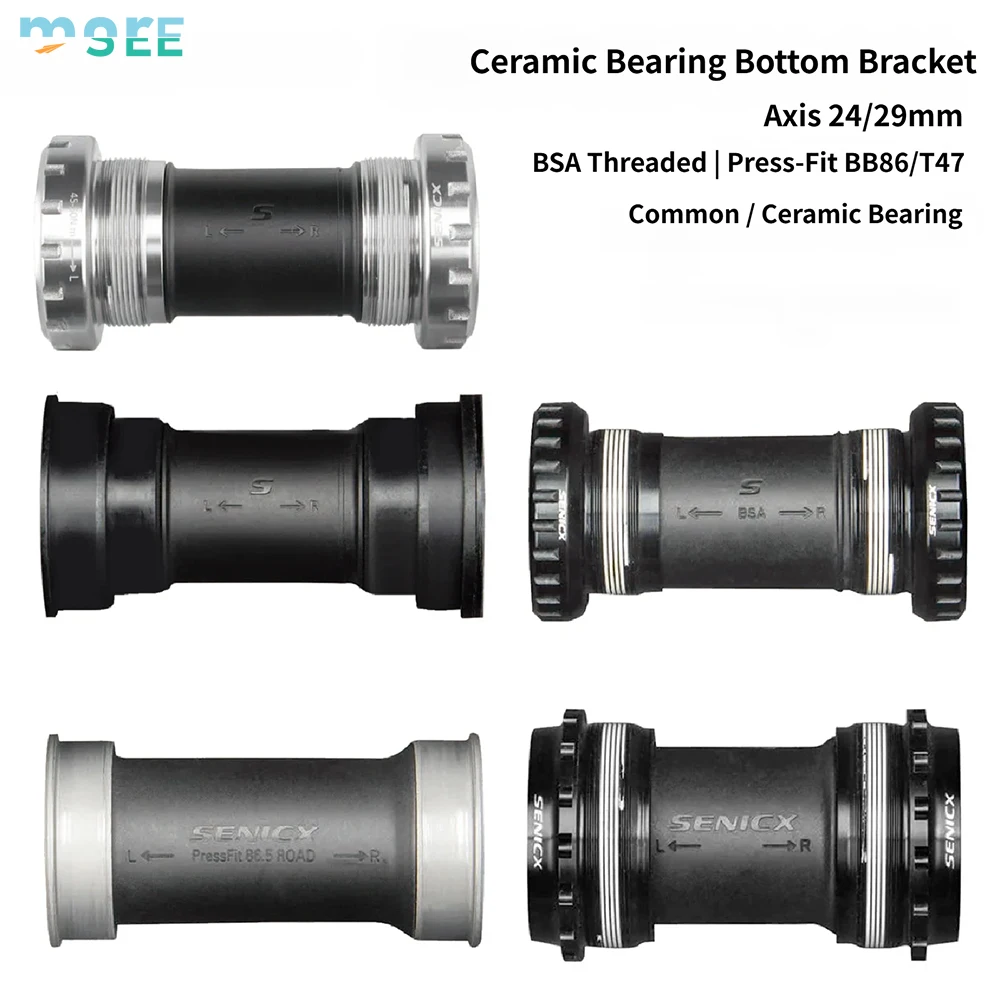 MTB Road Bike Ceramic Bearing BSA/T47/BB86 24/DUB/30mm Waterproof Bottom Bracket Threaded Press-fit BB