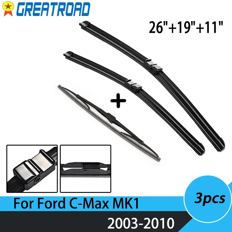 Wiper Front & Rear Wiper Blades For Ford C-Max MK1 2003 04 05 06 07 08 09 2010 Windshield Windscreen Window 26