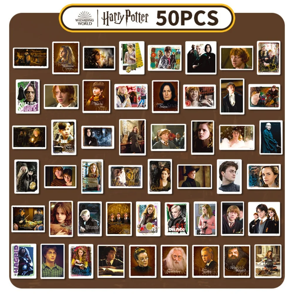 Genuino 50 Uds. Pegatinas impermeables de Harry Potter versión Q dibujos animados Hermione Malfoy película manual cuaderno decoración Juguetes