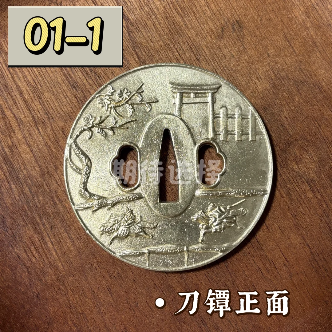 

Набор аксессуаров для мечей из чистой латуни, дизайн воина Tsuba Fuchi Kashira Menuki для японского меча Katana Tachi