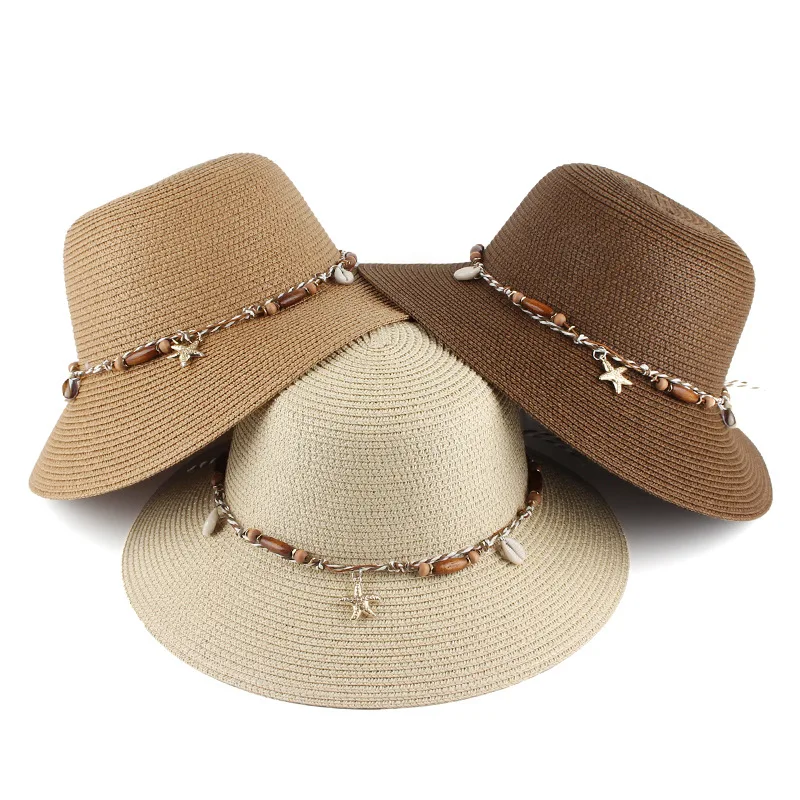 Manufacturer Wholesale Multi-color Women's Summer Fisherman Straw Travel Beach Sunshade Dome Basin  Sunscreen Hat