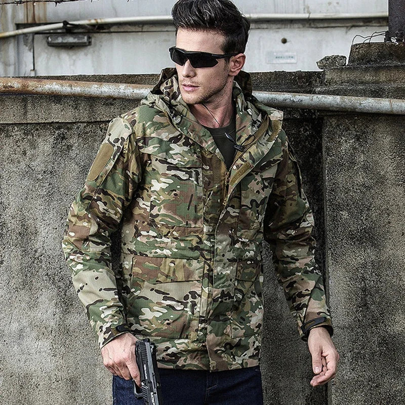 Men\'s Waterproof Jacket Military Tactical Windshield Autumn Camouflage Husband Men Windbreaker Hood Coat Bomber Male Jacket