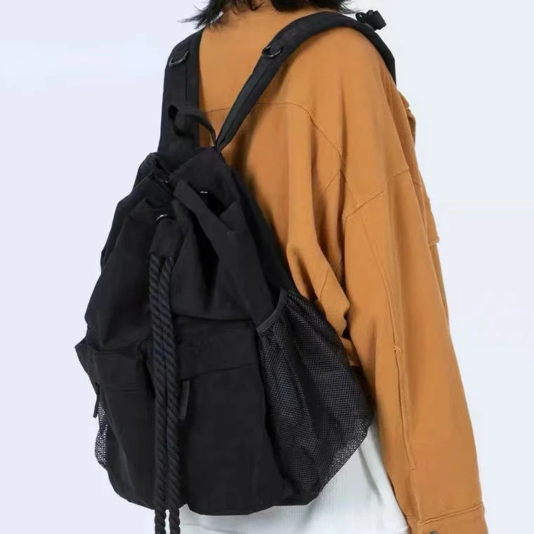 Mochila de lona de estilo coreano para hombre y mujer, morral Unisex de tejido sólido suave, con asa suave clásica, de alta capacidad, estilo Preppy