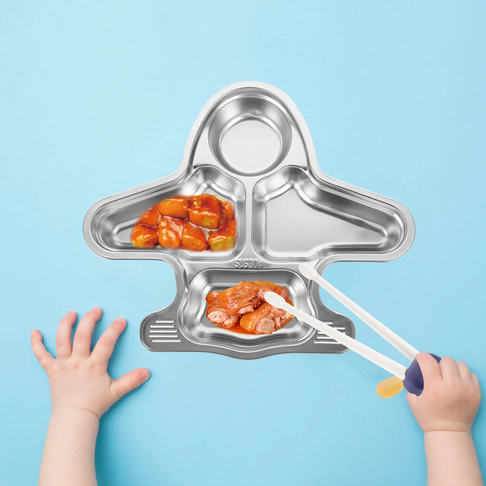 

1Pcs Baby Compartment Plate Independent Grid Design Safe Bpa Free Convenient Use Food Plate Food Serving Tray Lunch Divided Tray