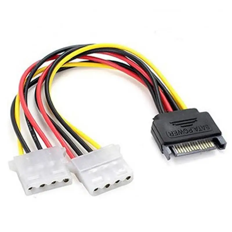 Pin Molex IDE to 2 Serial ATA Hard Driver Power Cable SATA Y Splitter Dual Hard-Drive-Disk Extension Cord Adapter Connector