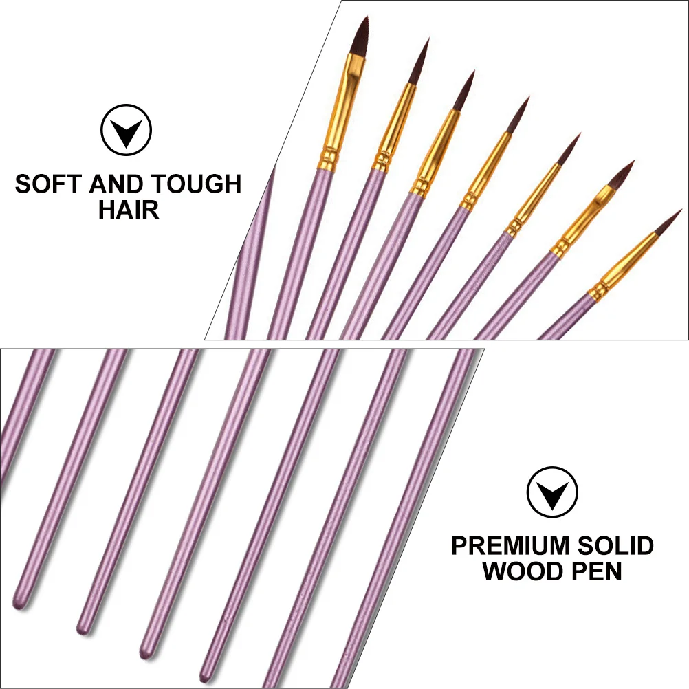 

Multi Purpose Painting Brush Set with Purple Handle for Oil Watercolor Acrylics Detail Work Wooden Handle Art Brushes Kit