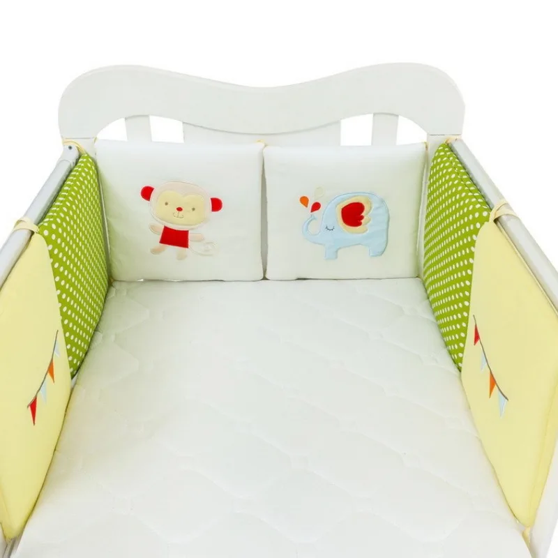 

6pcs Crib Cotton Breathable Skin Friendly Baby Sleeping Bed Border Anti-collision Protection Fence Cartoon Soft Child Cushion