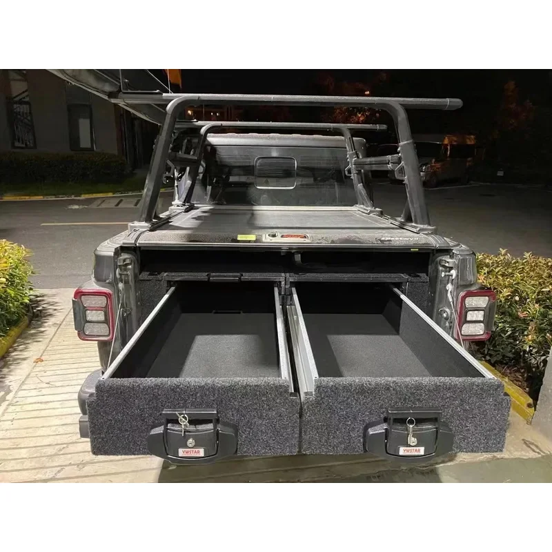 Picture 7: Factory Customized Aluminum Pickup Truck Bed Storage Drawers System Double Drawers With Sliding Cargo Tray For  Gladiator
