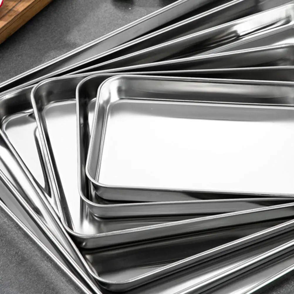 

1Set Stainless Steel Baking Tray Multifunctional Kitchen Roasting Pan Cooling Net Rack Oven Bakeware for Cake Meat Vegetable