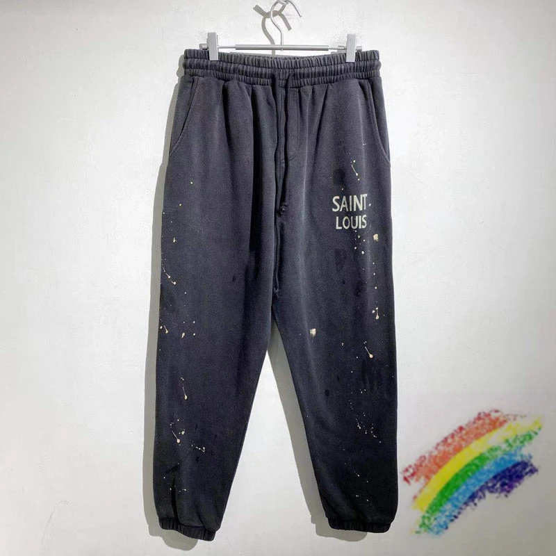 Saint Louis Sweatpants Men Women 1:1 Best Quality Handmade Ink Splashing Graffiti Jogger Drawstring Pants