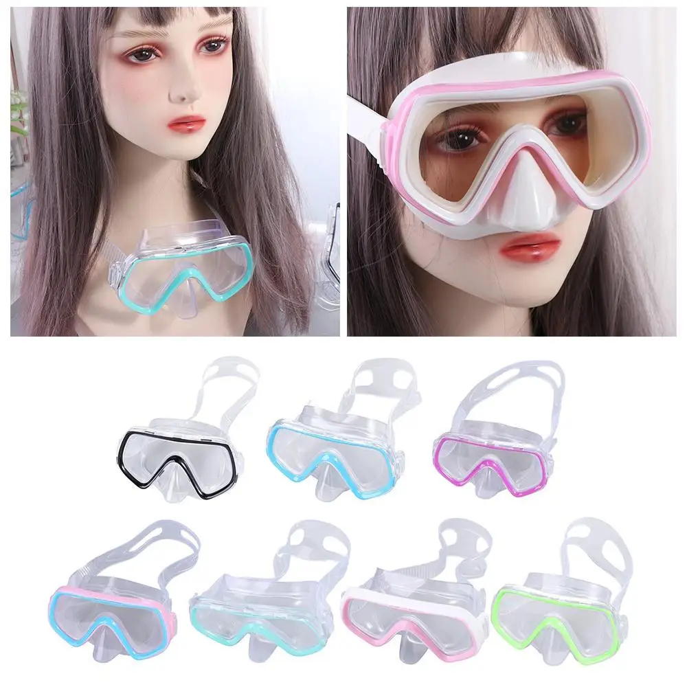 

PC Glass Kids Swim Goggles PVC Strap with Nose Cover Child Diving Mask Vibrant Colors Wide View Snorkel Swimming Goggles