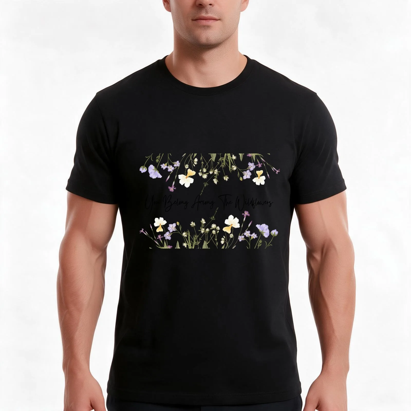 Wildflowers,You Belong Among The Wildflowers T-Shirt, Summer Casual Cotton Tee, Oversized Streetwear Tops, Vintage Graphic Print