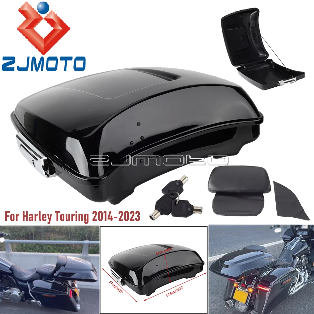 

9.64" Deep Motorcycle Razor Pack Trunk W/ Backrest For Harley Touring 2014-2023 Electra Road Street Glide Special Road King FLHR