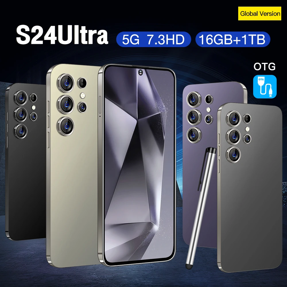 JQ-S24 Ultra S3-2 7.3HD + fotocamera a schermo intero da 16GB + 1TB 78MP + 108MP Snapdragon8gen3 10core riconoscimento facciale dual sim cellulare