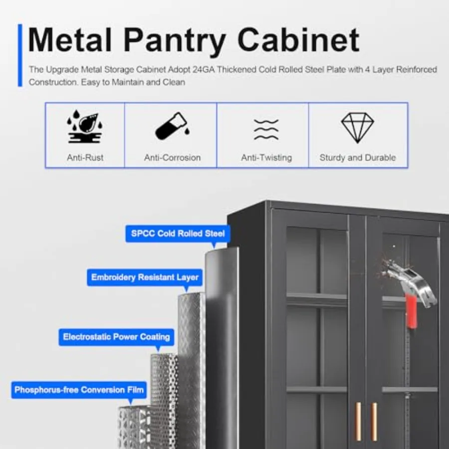 71 Metal Glass Display Cabinet for Retail Use, Silver Finish, Tempered Glass Panels with Security Lock view 6