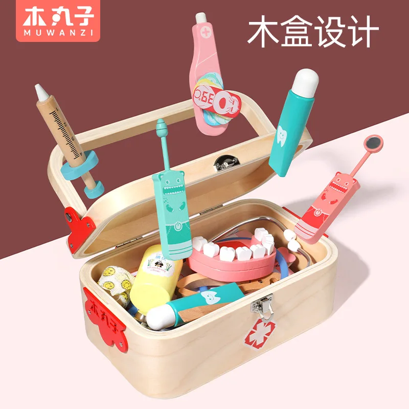 Environmentally Friendly Wooden Children's Doctor Toy Set, Simulation Nurse Role-Playing Doctor Girl Toy Gift, XT181