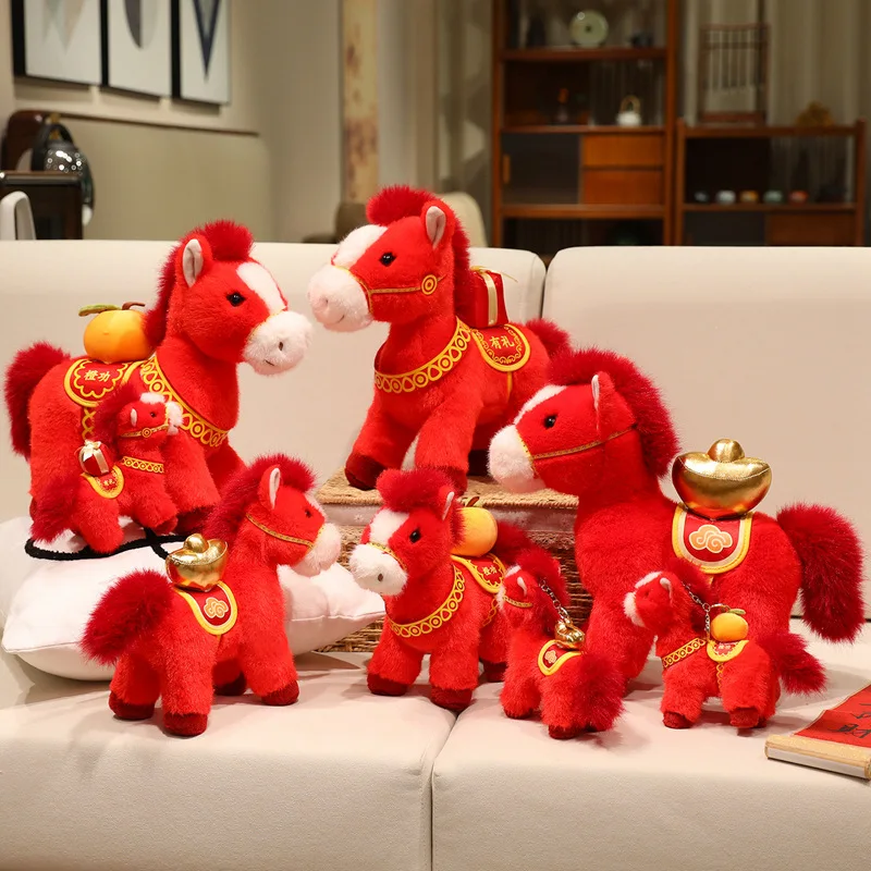 

С Новым годом, красная кукла Lucky Horse 15/25/35 см, игрушка «Пони удачи», китайский квартал, бутик, декор в виде пони, праздничный подарок, подарок для ребенка ﻿