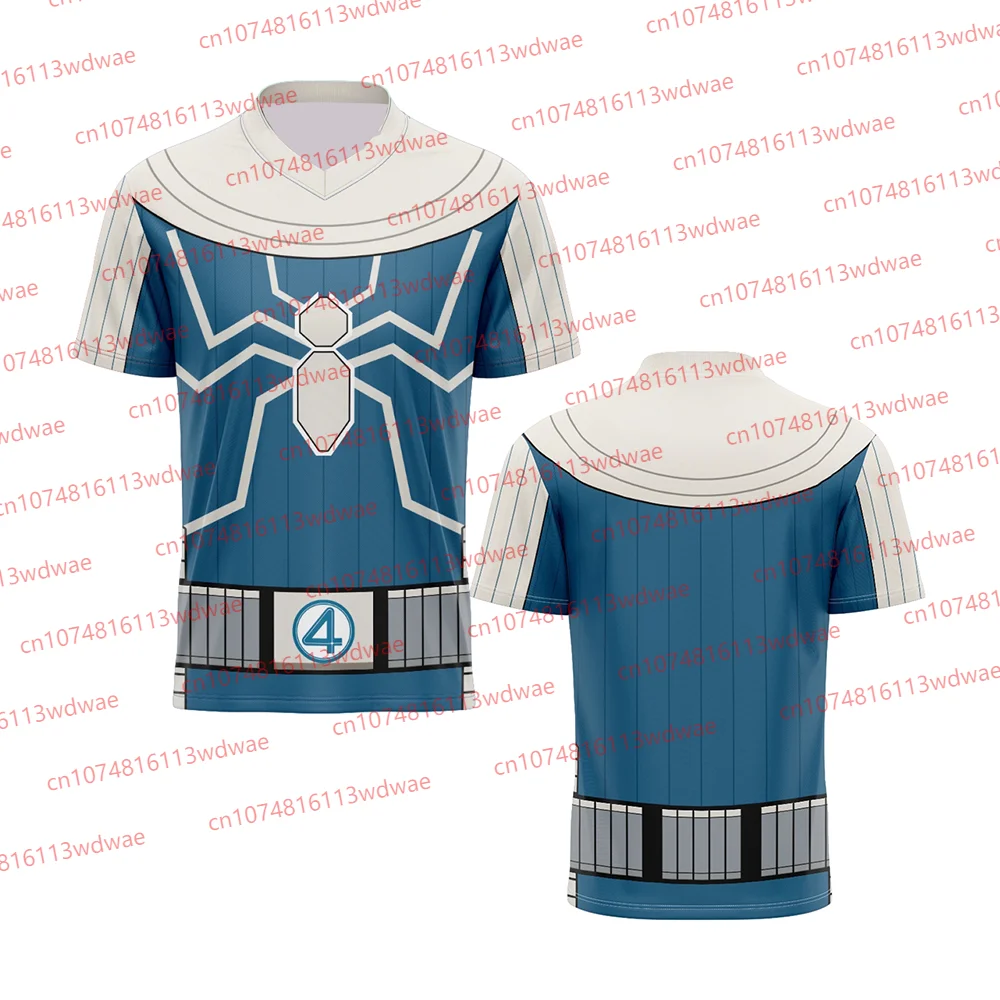 Gran oferta de camiseta de Spider-Man Cosplay para hombre con cuello en V, camiseta de fútbol americano Beast, Top de manga corta de Marvel, camiseta de Superman de Anime para niños