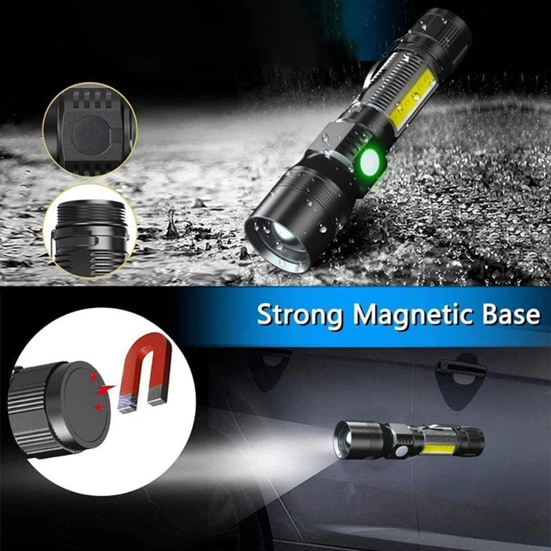 UV Flashlight Purple Light,Super Bright Small Rechargeable Waterproof Magnetic LED Flashlight,Pocket Flash Light