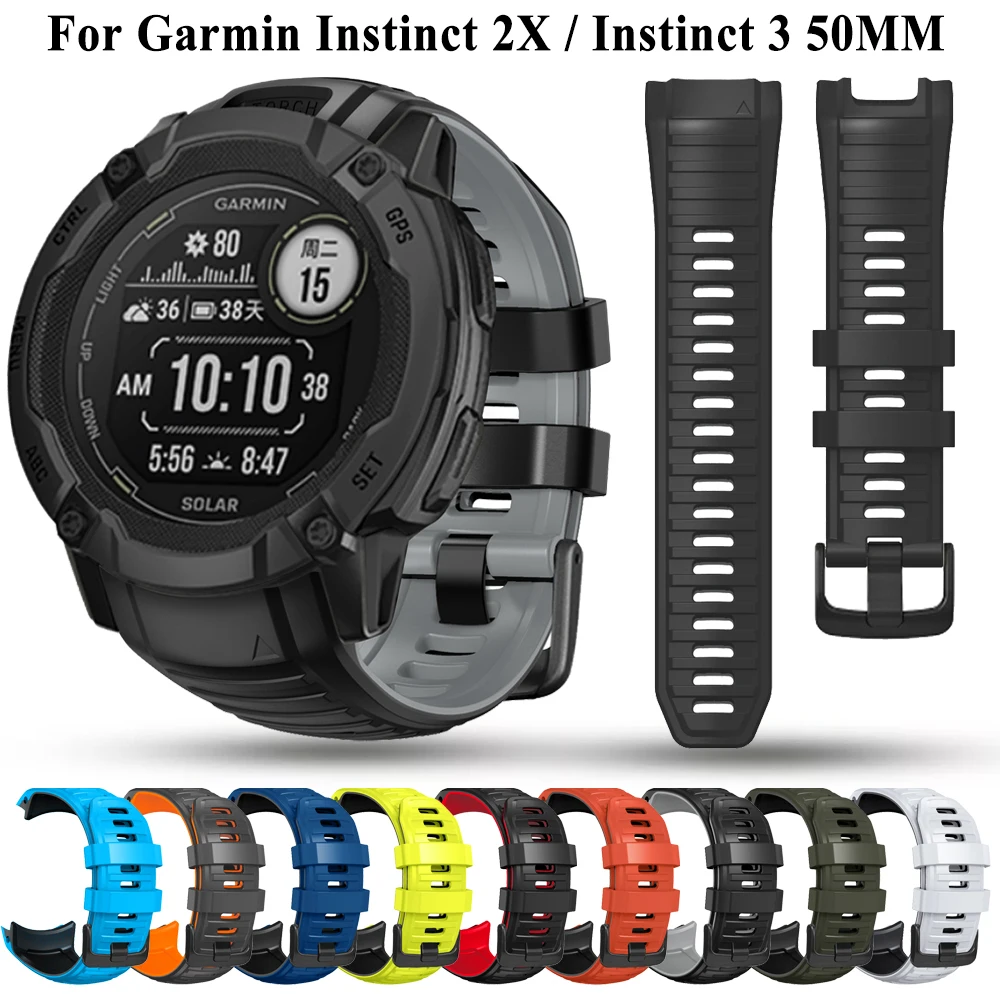 Untuk Garmin Instinct 2X Solar/Instinct 3 50Mm Gelang Jam Tangan Pintar Silikon Tali Jam Tangan Pria Gelang Pengganti Gelang