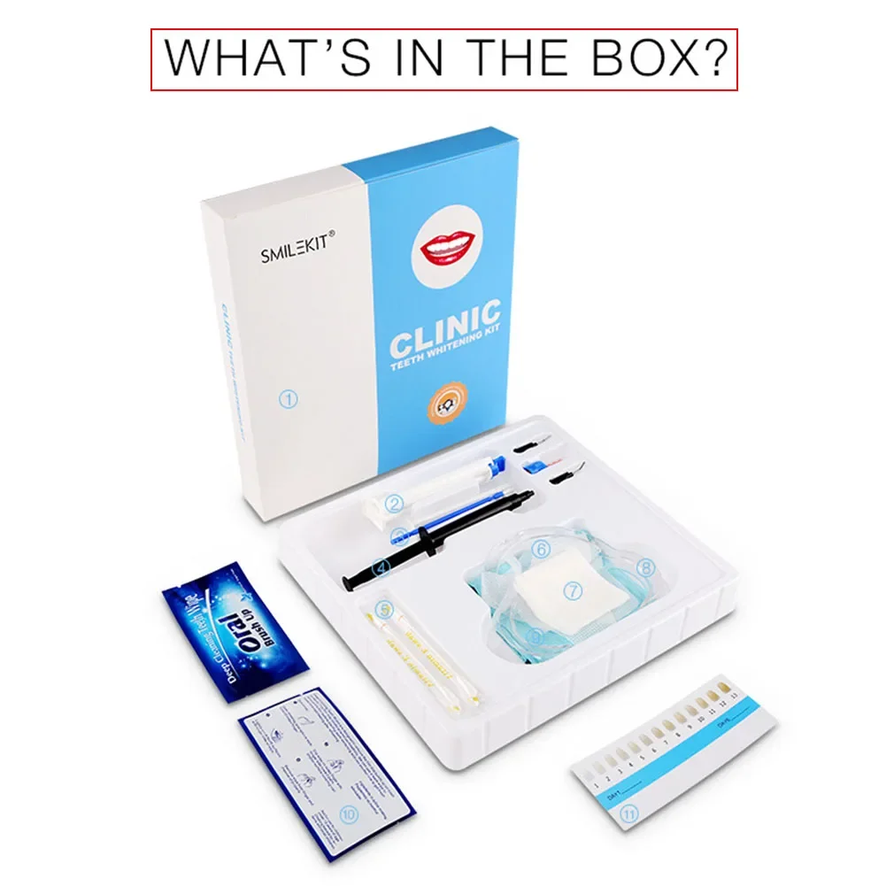 

Dentist Clinic Teeth Whitening Kit 35%HP Dual Barrel Gel Syringe Tooth Bleach Whitener Gum Dam Protector Gingival Barrier Gel