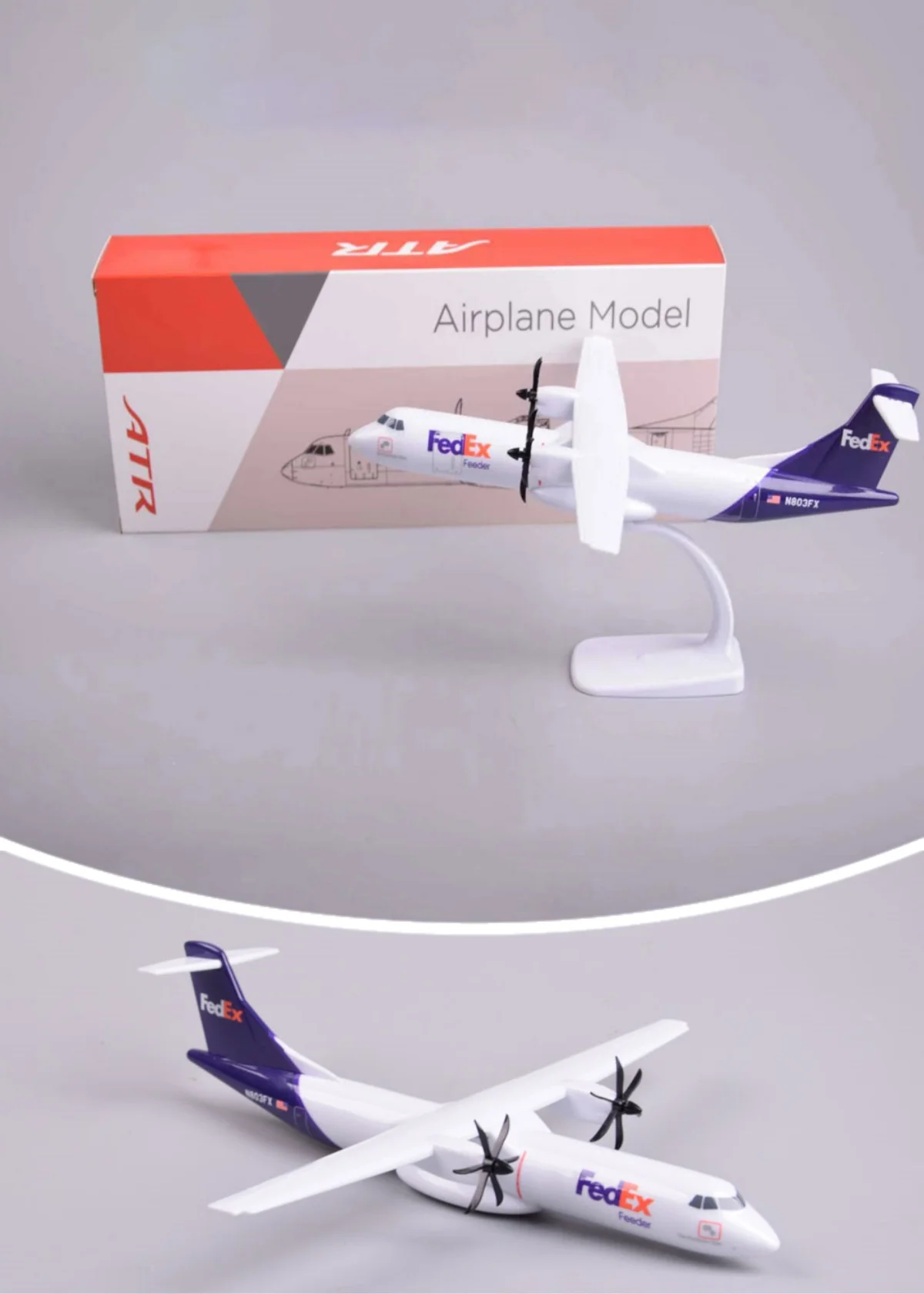 Atr 72 Plane Model 27CM 1/100 Scale Aircraft Fedex Express ATR With Rolling Wheels Simulation Airplane Model Collected Gift