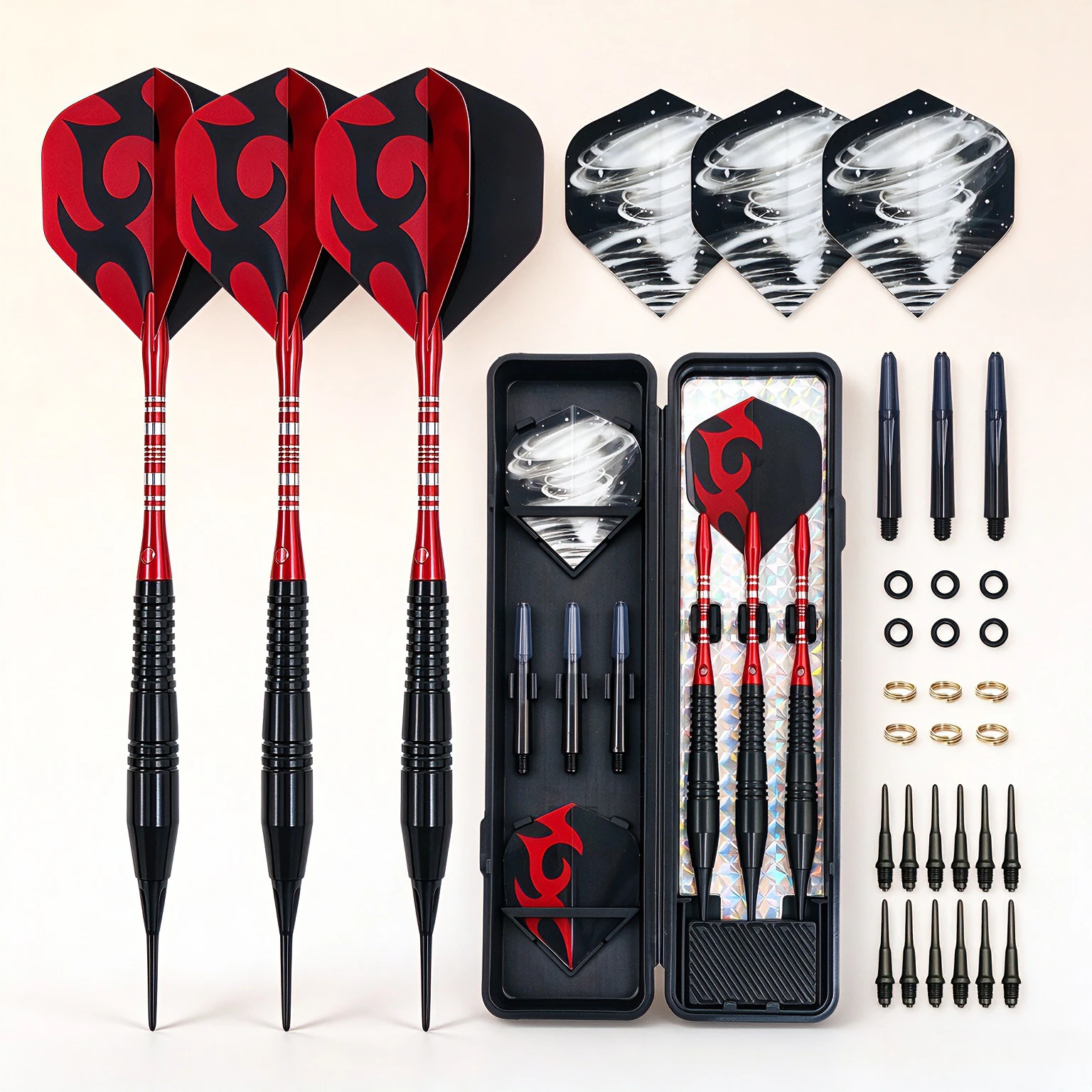 18G safety dart set with three pieces, copper barrel with multiple accessories, suitable for electronic dart competitions