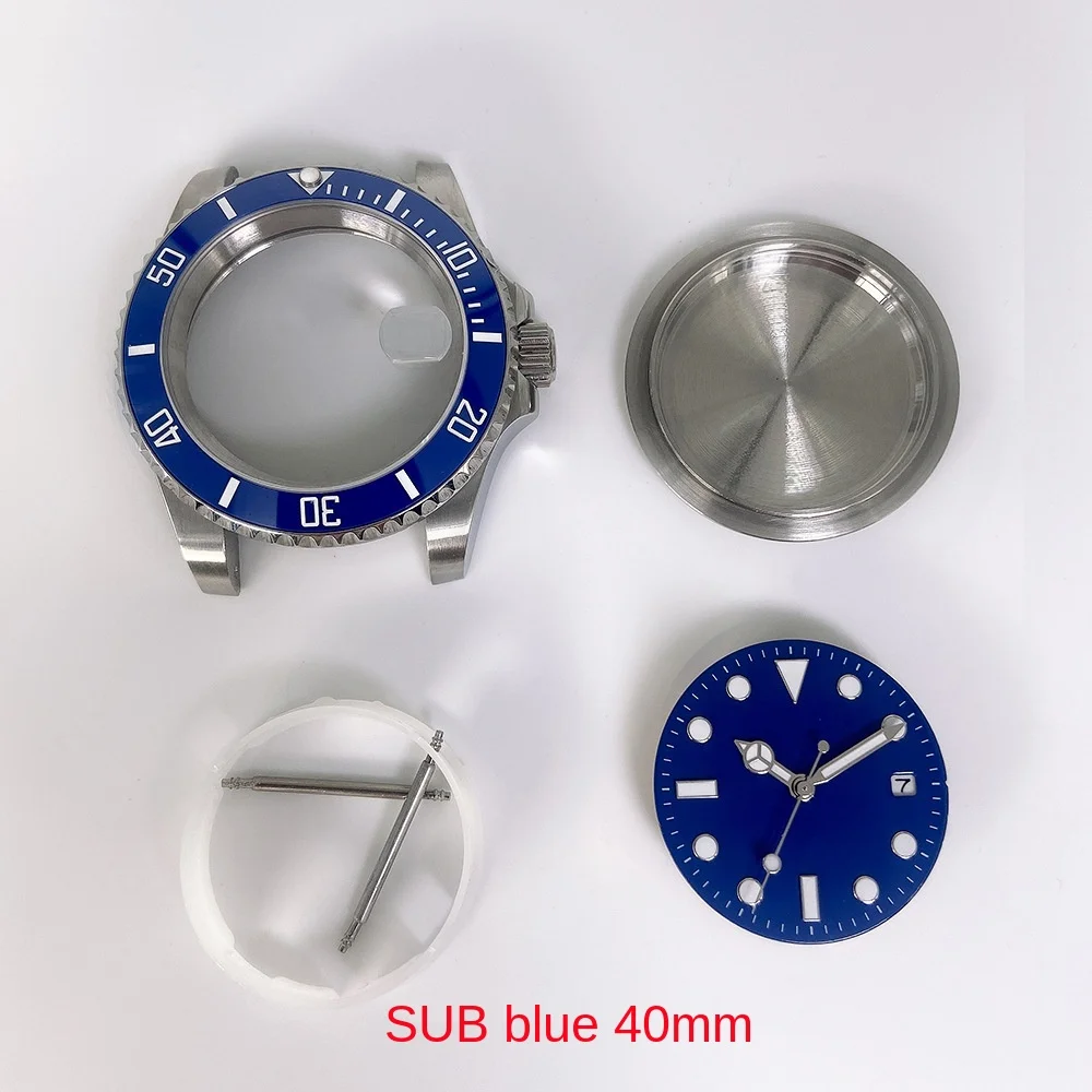 40MM Steel Watch Case Set 8215 Case  with Watch Hands Dial Movement Fixing Ring Watch Accessories for Pearl 2813/ 8215 Movement