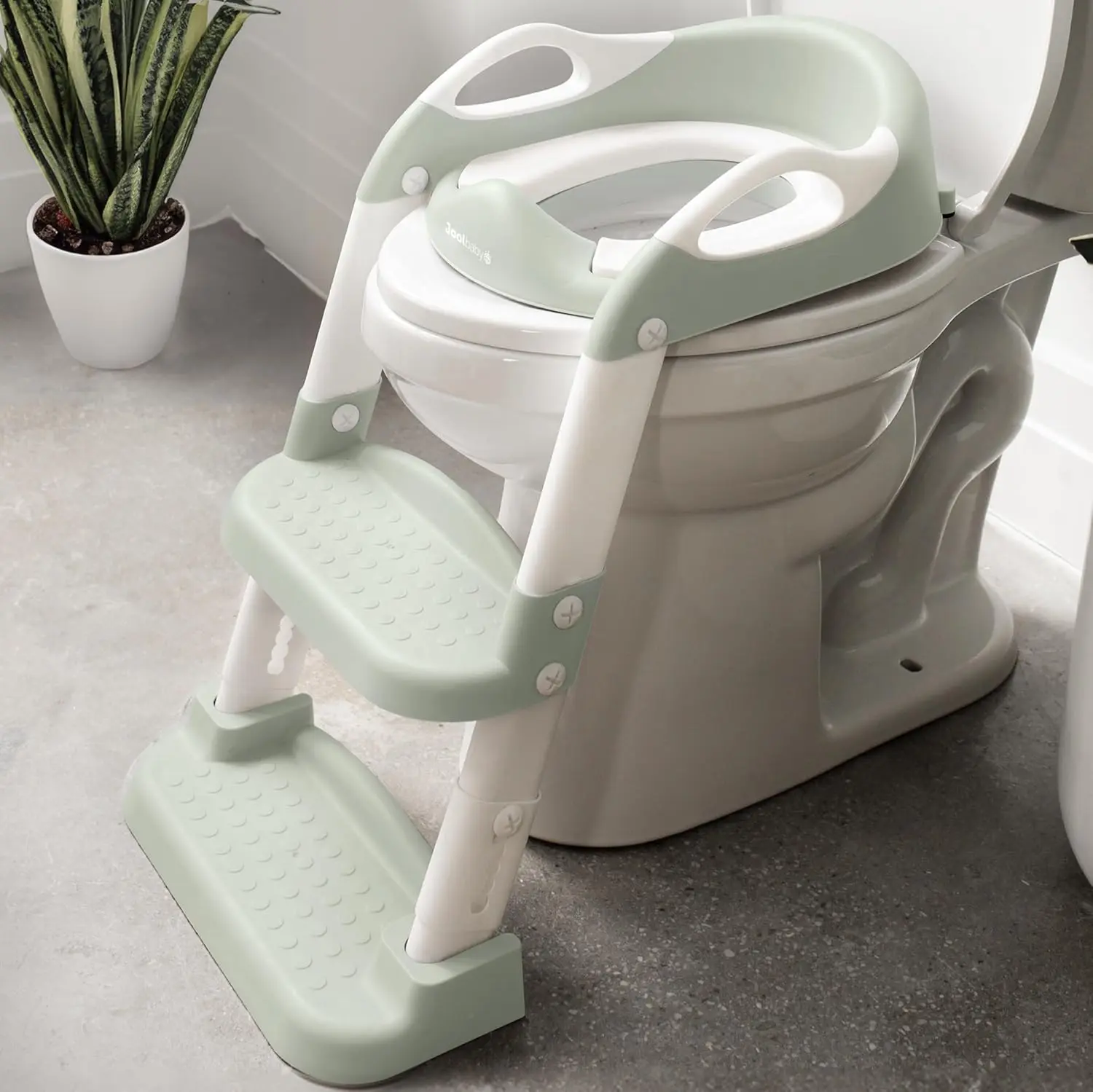 

Potty Training Seat with 2 Step Ladder for Toddlers - Splash Guard, Adjustable Height (Sage)