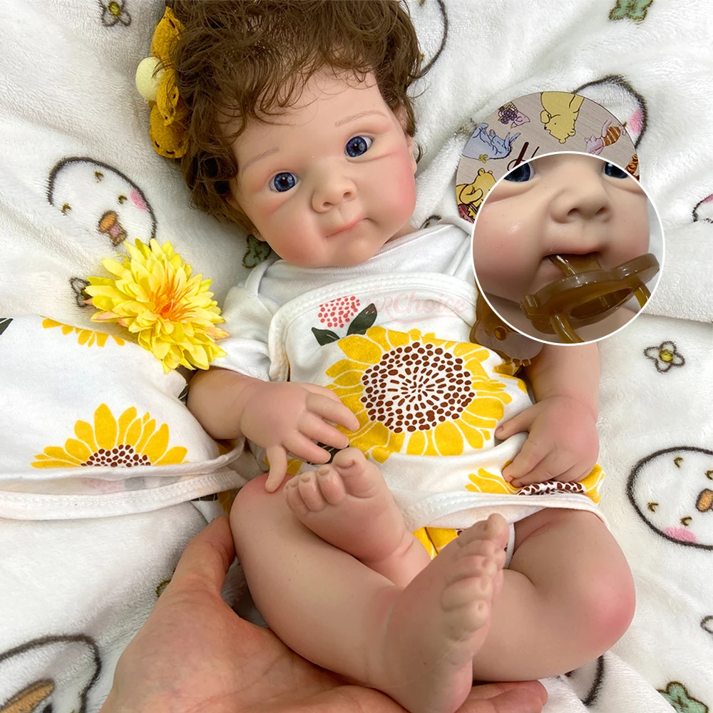 

Adorable 50cm Full Solid Silicone Reborn Baby Girl Bettie with Rooted Hair Lifelike 3D Skin Tone Weighted Doll Christmas Gift