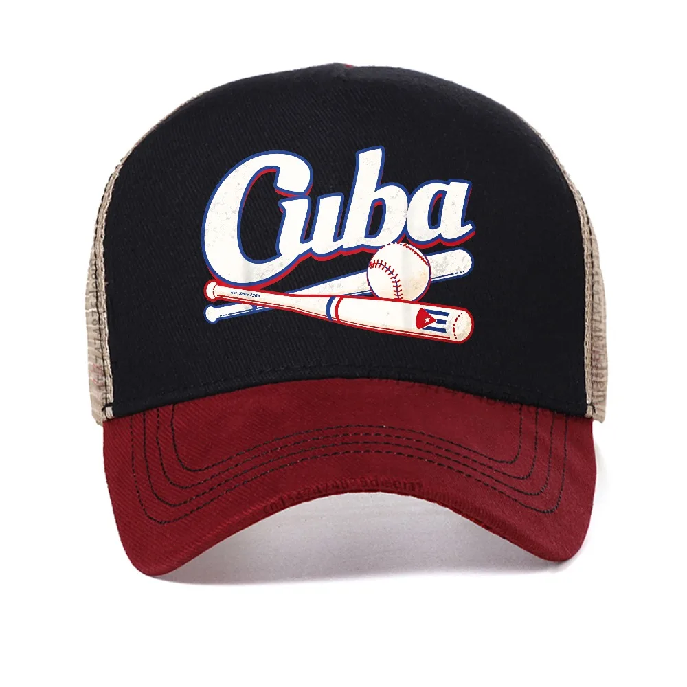 

Funny Cuba Baseball Fan Cuban Flag Sport Team Graphic cap Men Humor mesh trucker hat summer adjustable Snapback hats