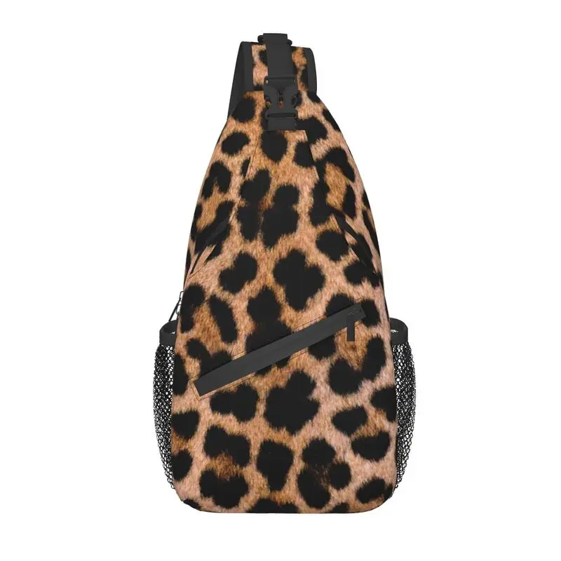 

Customized Cheetah Leopard Print Sling Bags Men Cool Animal Skin Pattern Shoulder Crossbody Chest Backpack Traveling Daypack