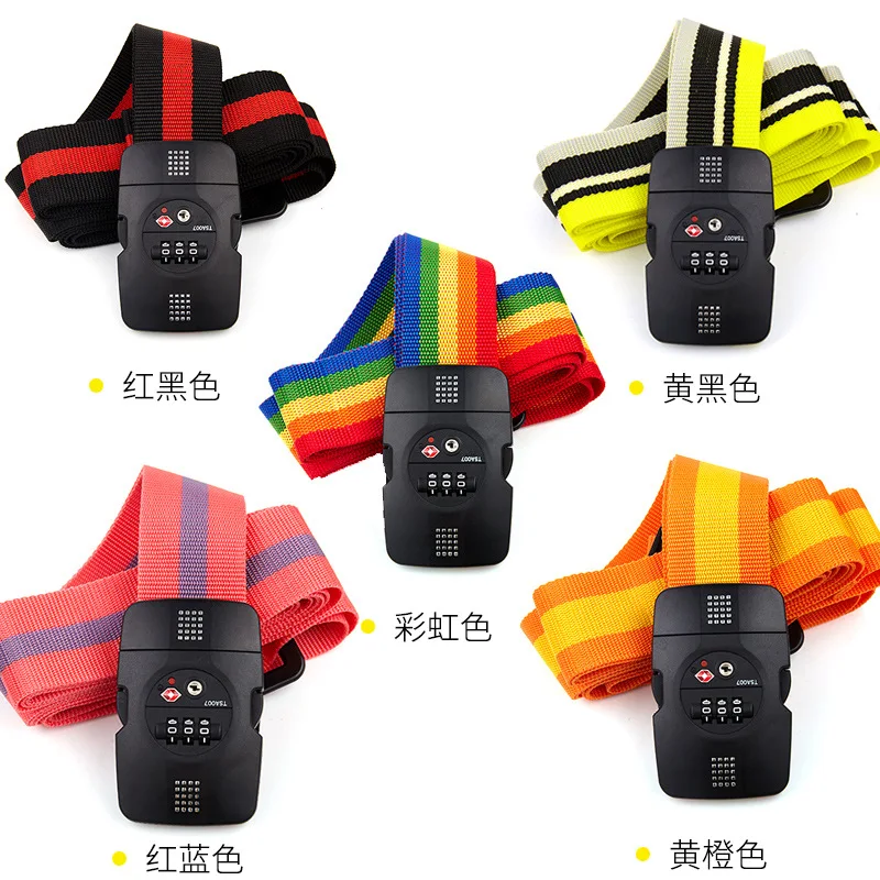 Adjustable 2M Luggage Strap Travel Accessories Cross Belt Packing Suitcase 3 Digits Password TSA Lock Buckle Strap Belt with Tag