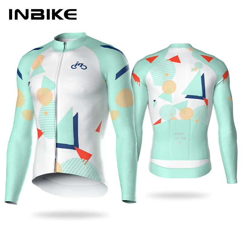 INBIKE Men Cycling Jersey Quick Heat Dissipation Breathable Long Sleeve Bicycle Jersey Sunscreen Road MTB Bike Riding Clothing