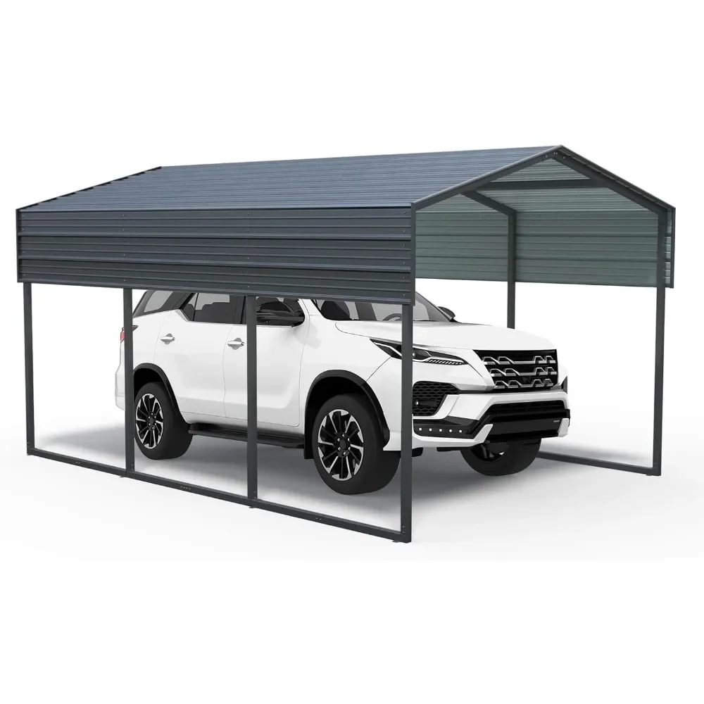 

10x15 Ft Metal Carport with Galvanized Steel Roof for Car, Boats and Truck, Large Heavy Duty Outdoor Steel Garage