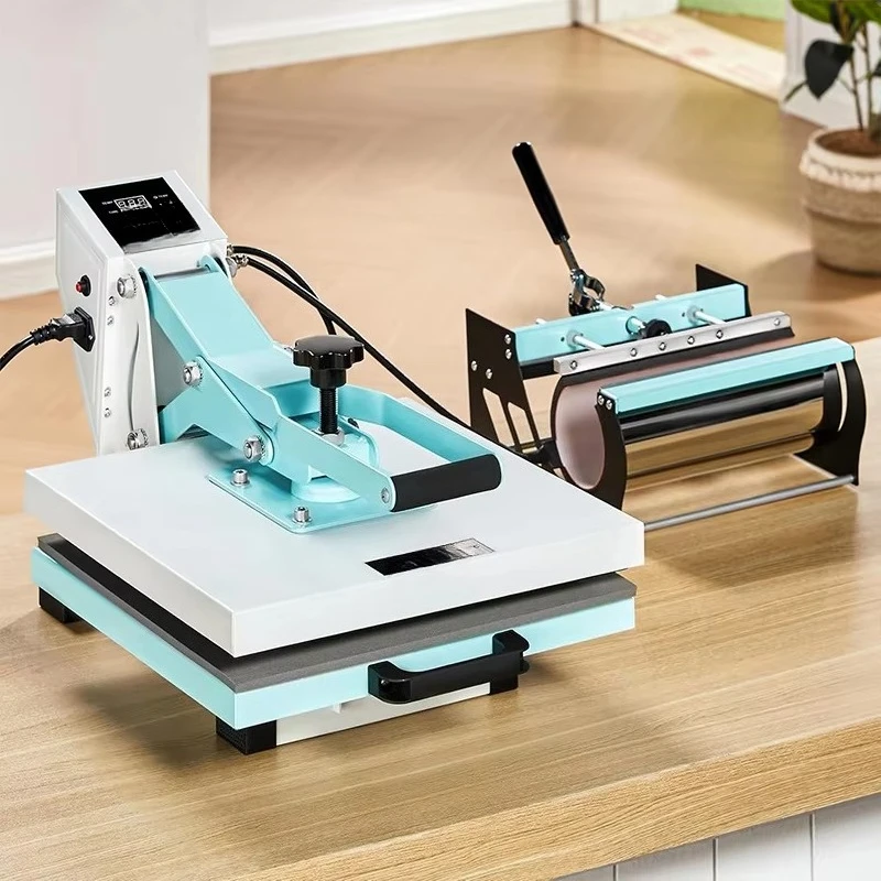 

Multi-Functional 2-in-1 T-Shirt Hot Press Transfer Sublimation Heat Press Cup Machine New for Business Stall Hot Stamping