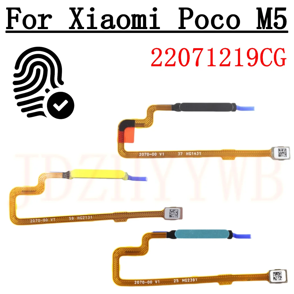 Original For Xiaomi Poco M5 22071219CG Fingerprint Sensor Home Return Key Menu Power Button Flex Ribbon Cable PocoM5