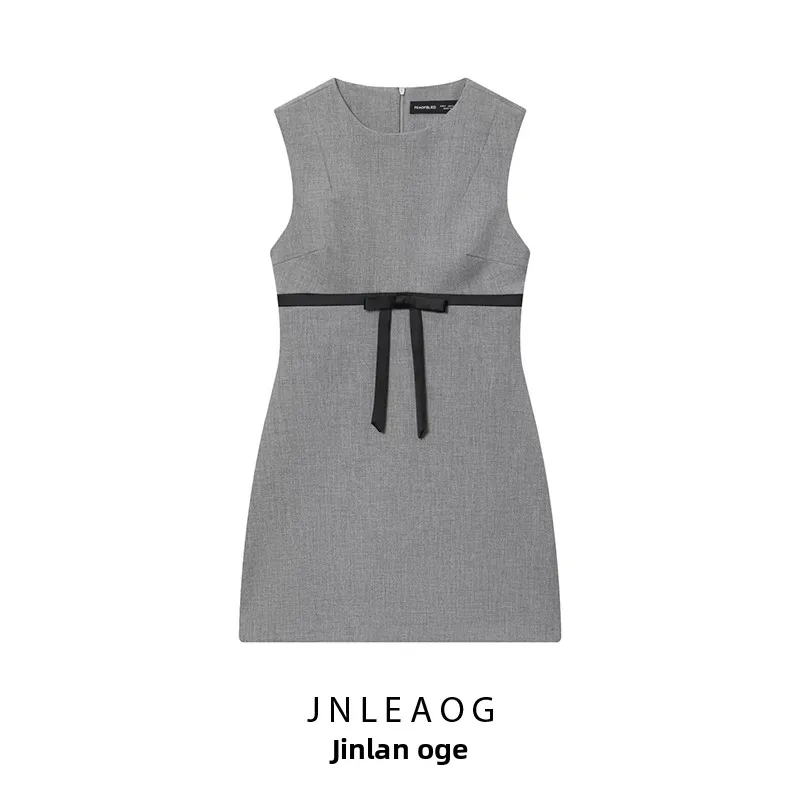 Ele ort Raso di seta Dr con design a nodo Autunno Nuovo arrivo Donna Faion Casual Taglio dritto Aderente Dr