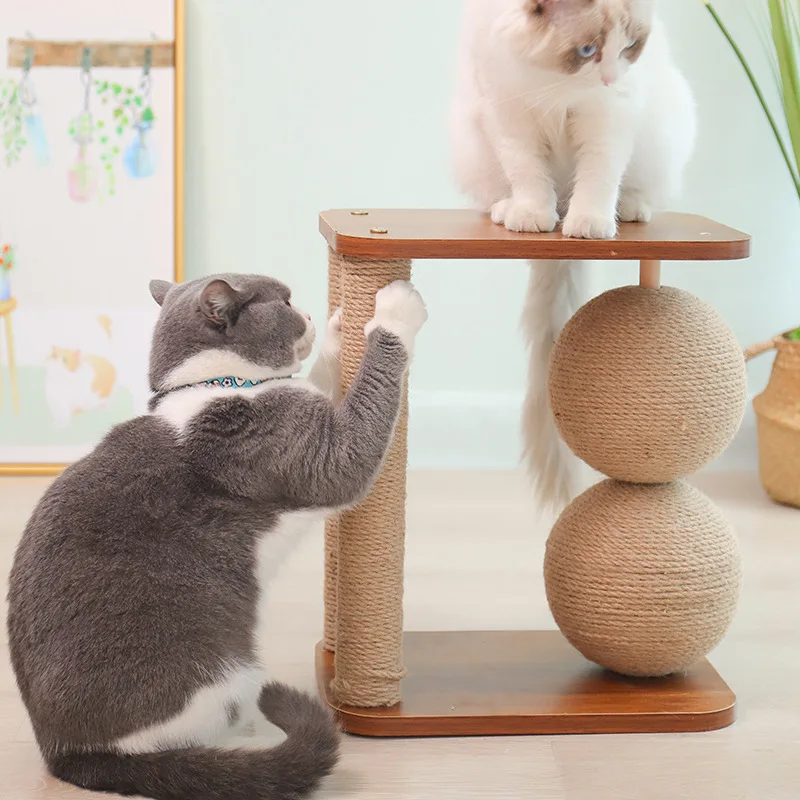 Double Ball Cat Scratching Board Vertical Cat Scratching Post Wear-resistant Corrugated Paper Cat Toy Pet Supplies