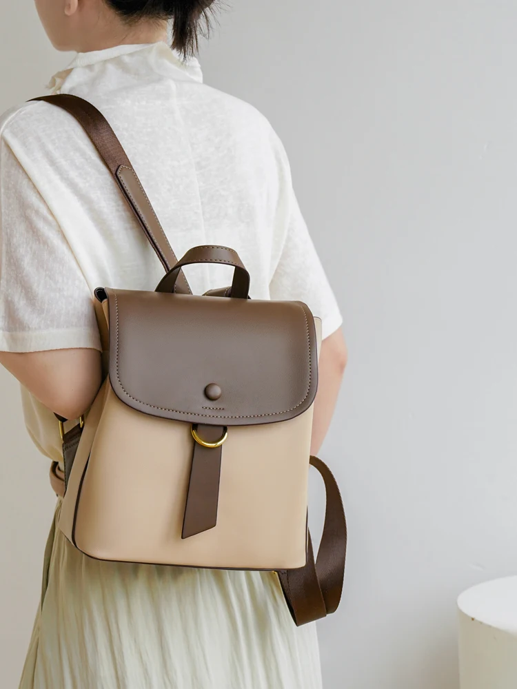 Fashionable Minimalist Women's Backpack Large Capacity Handbag Single Shoulder Crossbody Bag Casual Style Dual Zipper Soft Ma...