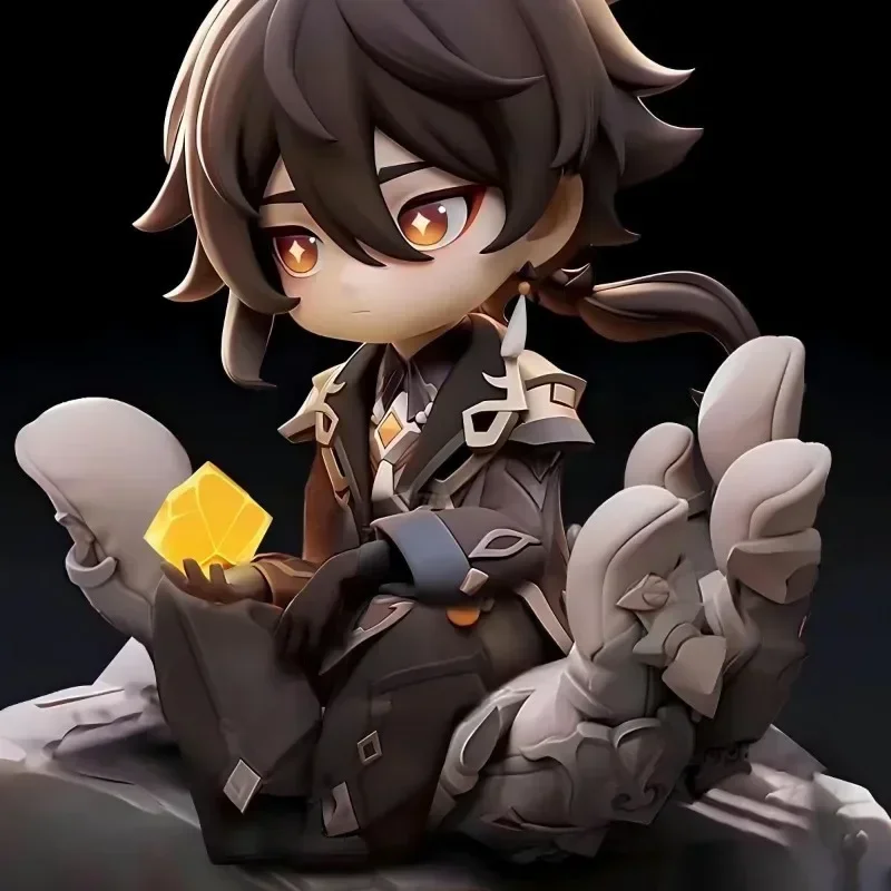 Genshin Impact Zhong Li Q Version Action Figure Handsome Boy Collect Model Doll Game Peripheral Statue Cute Desk Decor Toys Gift