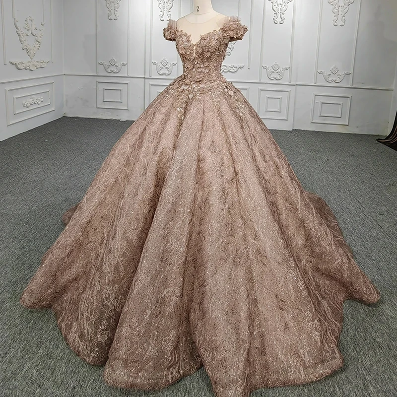 Quinceanera-Robe de Bal Rose à Fleurs, Tenue de Soirée Éducative, Perles, Bar Mitzvah, 15 Ans, 2024