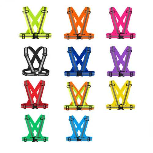 Imagen 2 del producto Chalecos de seguridad reflectantes, chaleco elástico ajustable ligero, chaqueta, tiras reflectantes de alta visibilidad para Control de tráfico, correr y ciclismo