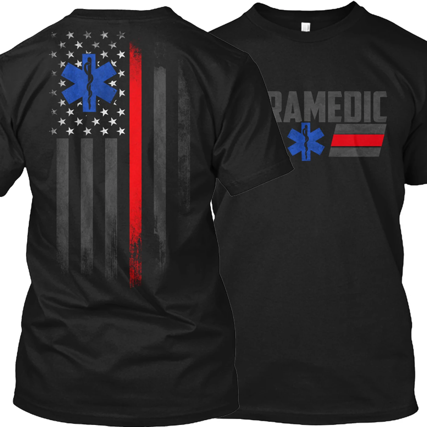 USA Flag Star of Life Medical Symbol Paramedic T-Shirt 100% Cotton O-Neck Summer Short Sleeve Casual Mens T-shirt Size S-3XL