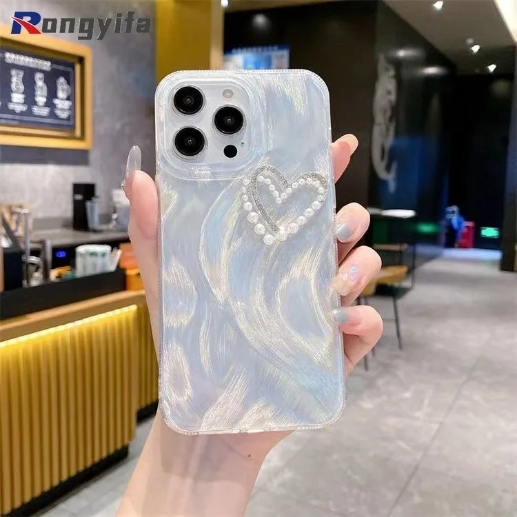 For Vivo Y78 Y78+ Y27 Y36 5G 4G Y77E Y76S Y76 Y74S Y70S Y51S Y70T Y50T Y53S Y52S Y11 Y12 Y13 Y15 Phone Case 3D Love Pearl Cover