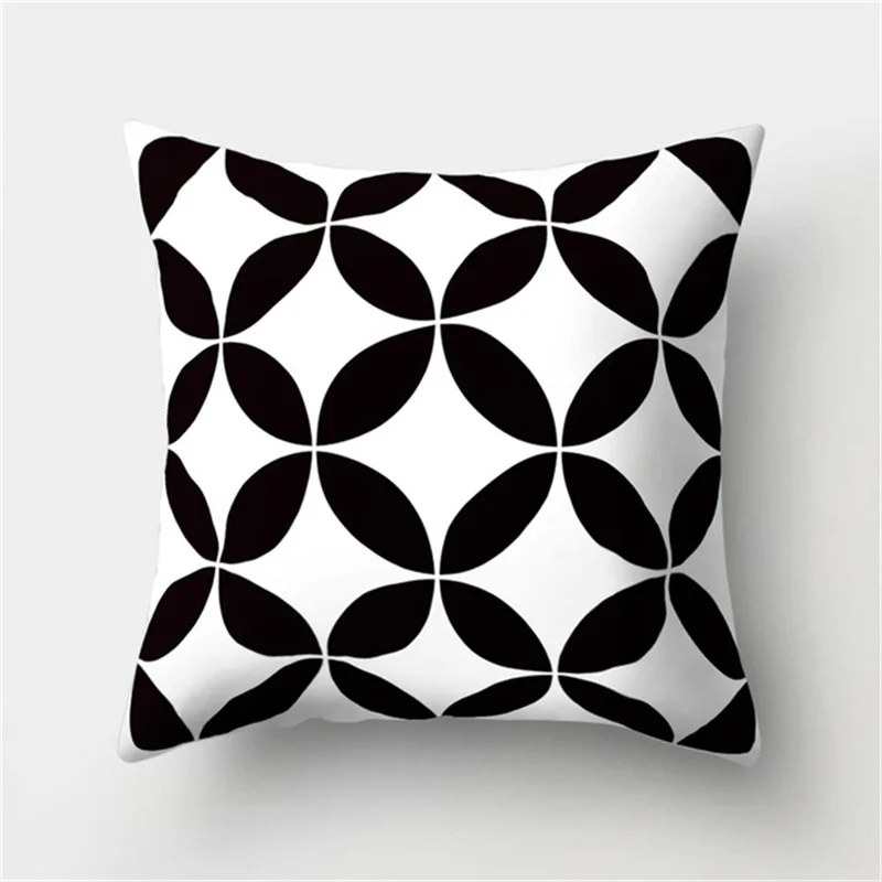 45x45cm black and white geometric pillowcase polyester cushion cover striped home living room sofa decorative